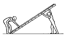 Lay the ladder on the ground