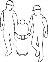 Two people transporting a cylinder