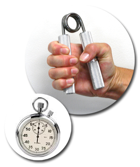 Grip exerciser and stopwatch